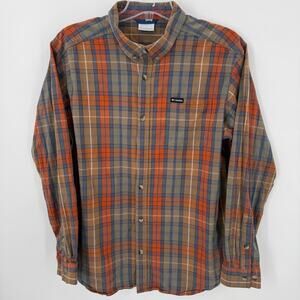 Columbia Plaid Button Up Shirt Mens XL Long Sleeve Cotton Stretch Casual